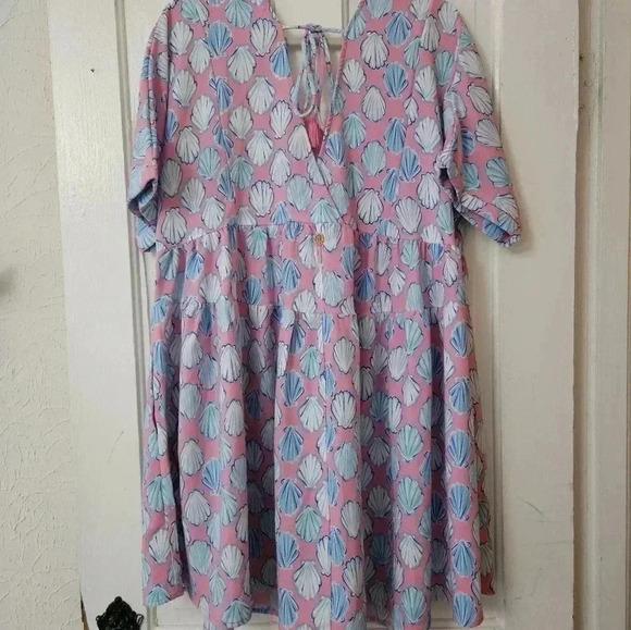 Simply Southern Seashell Tiered Babydoll Dress Size L, Coastal, Beach, Vacation - Picture 3 of 7